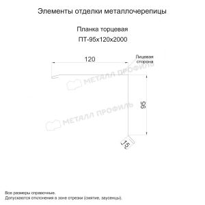 Металл Профиль Планка торцевая 95х120х2000 (ПЭ-01-7047-0.45)