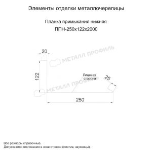 Металл Профиль Планка примыкания нижняя 250х122х2000 (ПЭ-01-6029-0.45)