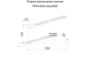 Металл Профиль Планка примыкания нижняя 250х122х2000 (PURMAN-20-Tourmalin-0.5)
