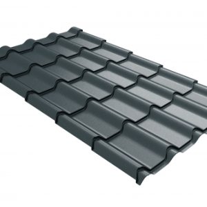 Металлочерепица камея Grand Line 0,5 GreenCoat Pural BT, matt RR2Н3 (RAL 7016 антрацитово-серый)