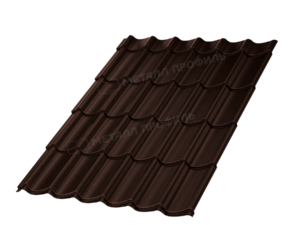 Металлочерепица МП Ламонтерра-X (VALORI-20-DarkBrown-0.5)