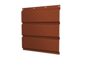 Софит металлический полная перфорация 0,5 Satin Мatt с пленкой RAL 8004 терракота