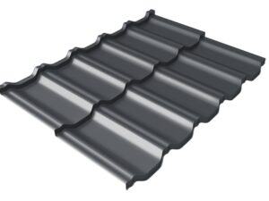 Grand Line Металлочерепица модульная квинта Uno c 3D резом 0,5 Satin Мatt RAL 7024 мокрый асфальт