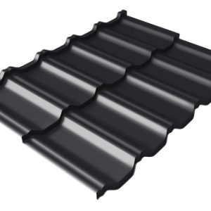 Grand Line Металлочерепица модульная квинта Uno c 3D резом 0,5 PurPro Matt 275 RAL 9005 черный