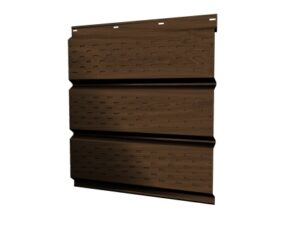 Софит металлический полная перфорация 0,45 Print Elite с пленкой Choco Wood TwinColor