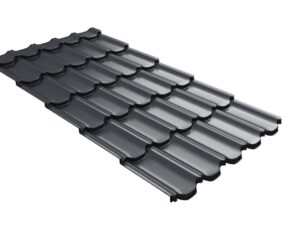 Grand Line Металлочерепица квинта плюс c 3D резом 0,45 PE RAL 7024 мокрый асфальт
